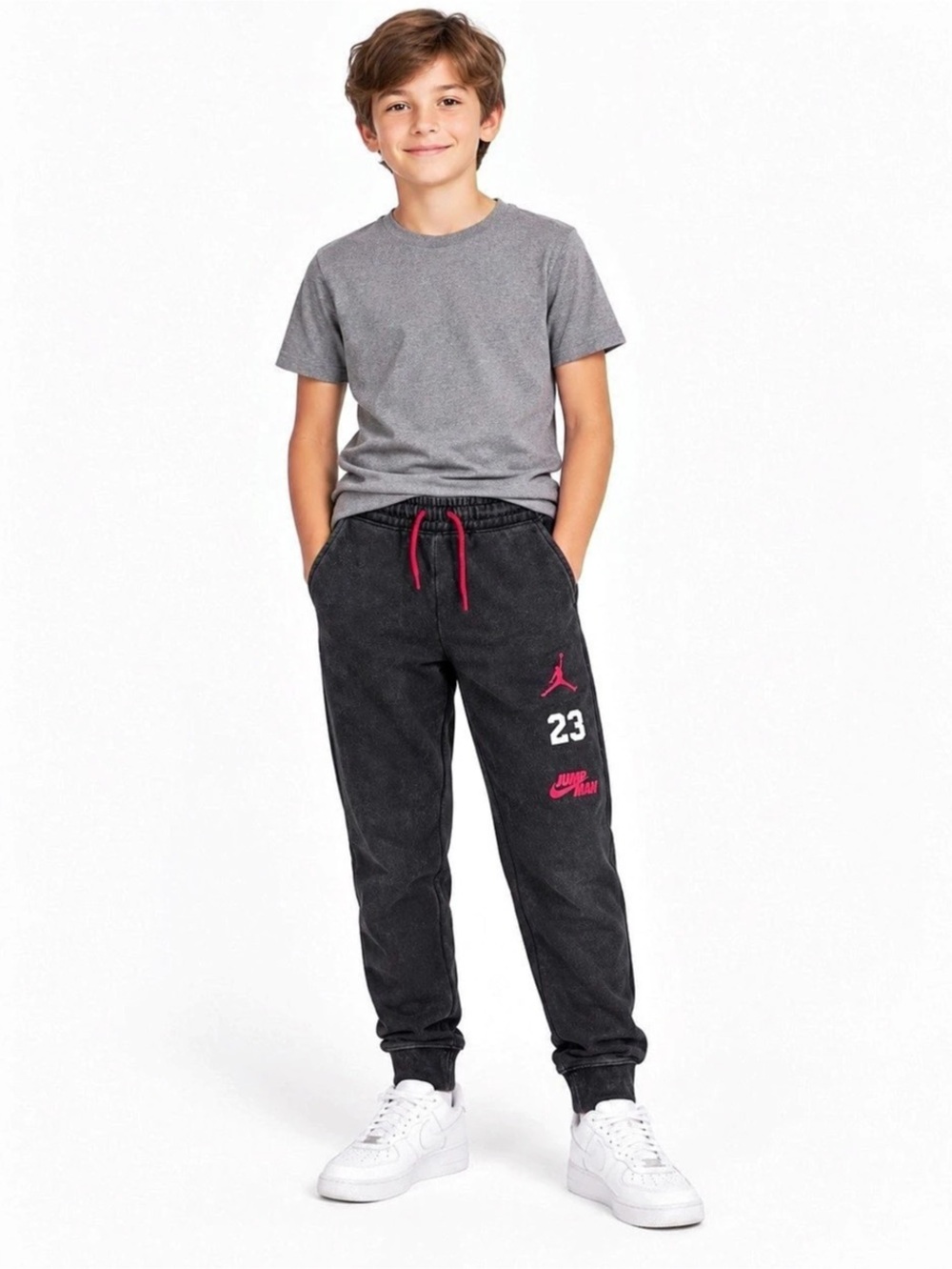 Jordan Boys M 10-12 Fleece Joggers Black Red Jumpman 23 Sweatpants Streetwear